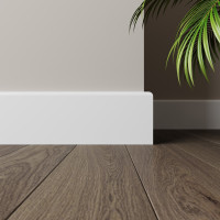 Плинтус напольный из ЛДФ белый Ultrawood арт. Base 8012 p (2000 x 80 x 12 мм.)