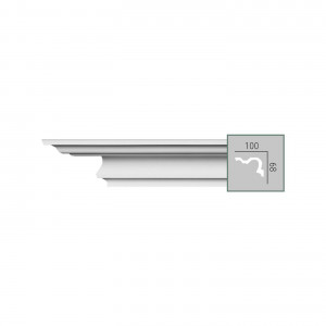P 2056 (2,00 м) (U) Карниз с гладким профилем из полиуретана Fabello Decor - Плинтус потолочный