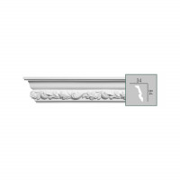 C 1013 (2,00 м) (U) Карниз с орнаментом из полиуретана Fabello Decor - Плинтус потолочный