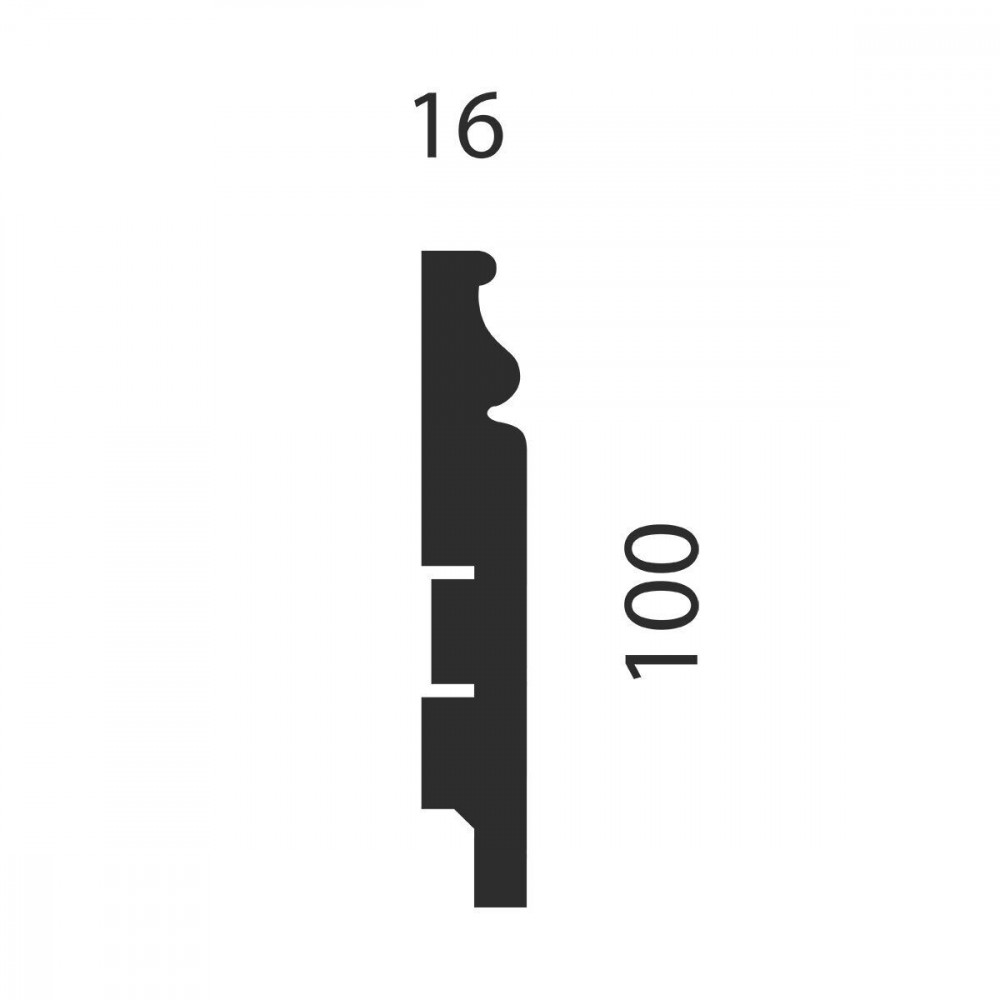 Плинтус AP10 под покраску, белый, 100x16x2400 мм, МДФ 