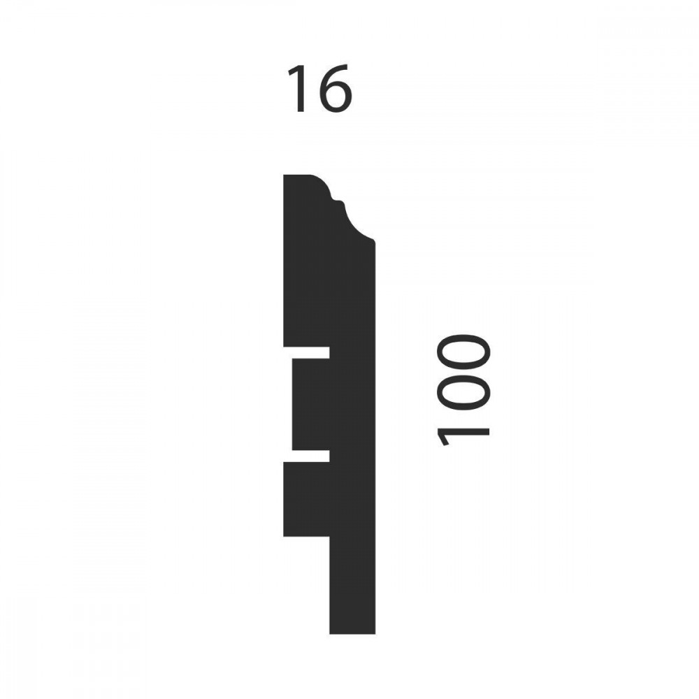 Плинтус AP77 под покраску, белый, 100x16x2400 мм, МДФ 